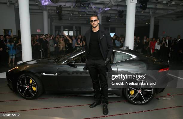 San Francisco 49ers quarterback and friend of the brand, Colin Kaepernick and the all-new Jaguar F-TYPE Coupe, at the Jaguar and Deadspin VIP event...