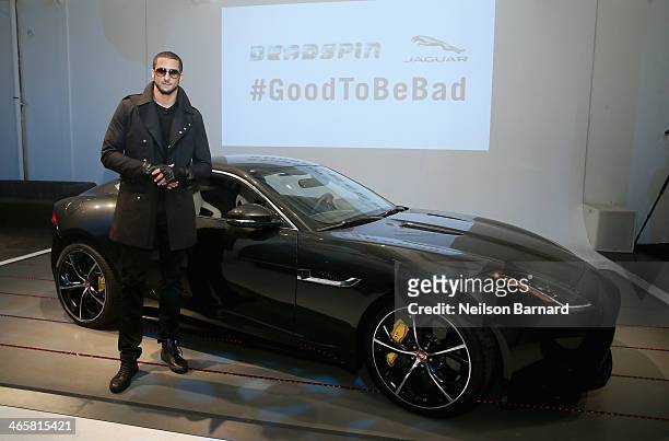 San Francisco 49ers quarterback and friend of the brand, Colin Kaepernick and the all-new Jaguar F-TYPE Coupe, at the Jaguar and Deadspin VIP event...