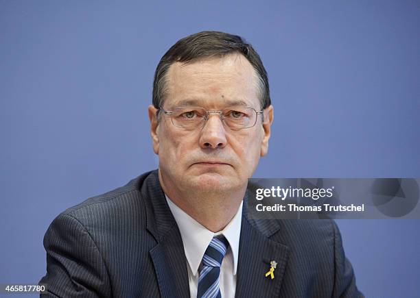 Hellmut Koenigshaus, Defence Commissioner of the German Bundestag , during the Federal Press Conference on January 25, 2011 in Berlin, Germany.