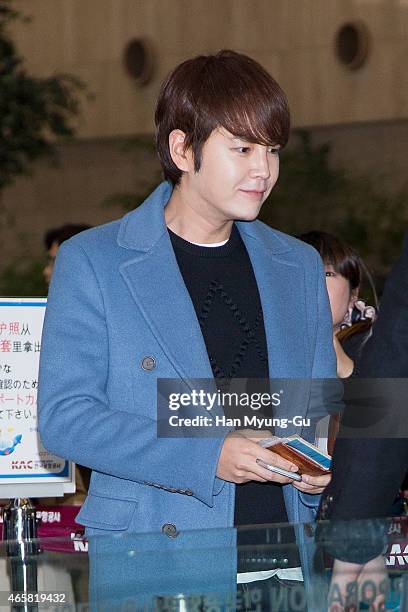 South Korean actor Jang Keun-Suk is seen on departure at Gimpo International Airport on March 11, 2015 in Seoul, South Korea.