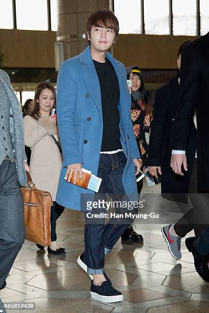 South Korean actor Jang Keun-Suk is seen on departure at Gimpo International Airport on March 11, 2015 in Seoul, South Korea.