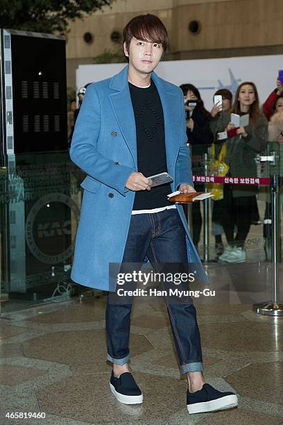 South Korean actor Jang Keun-Suk is seen on departure at Gimpo International Airport on March 11, 2015 in Seoul, South Korea.