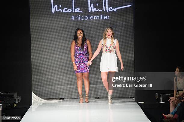 Designers Nicole Miller and Coling Egglesfield for the Nicole Miller designs featured at the Art Hearts Fashion Show featurning at Taglyan Cultural...