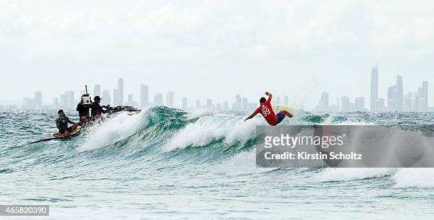 Taj Burrow of Australia surfs during Round 2 of the Quiksilver Pro Gold Coast on March 11, 2015 in Gold Coast, Australia.