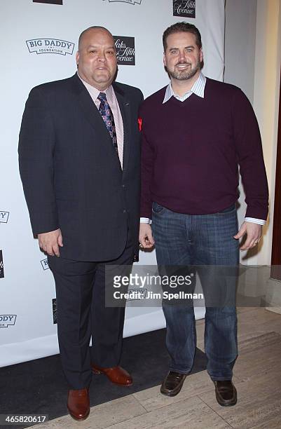 Former NFL Players Richard "Big Daddy" Salgado and Shaun O'Hara attend 2014 Fashion Meets Football at Saks Fifth Avenue on January 29, 2014 in New...