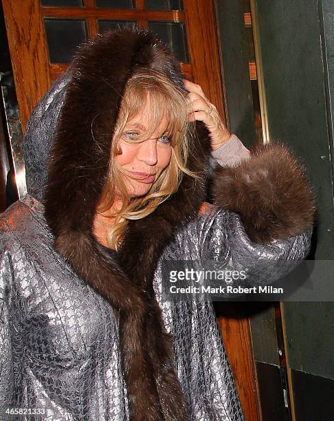 Goldie Hawn leaving the Ivy restaurant on January 29, 2014 in London, England.