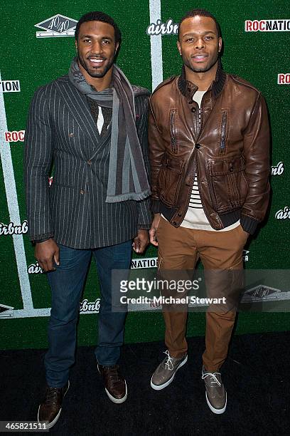 New York Giants player Ryan Mundy and Pittsburgh Steelers player Will Allen attend "Welcome To New York" at the 40 / 40 Club on January 29, 2014 in...
