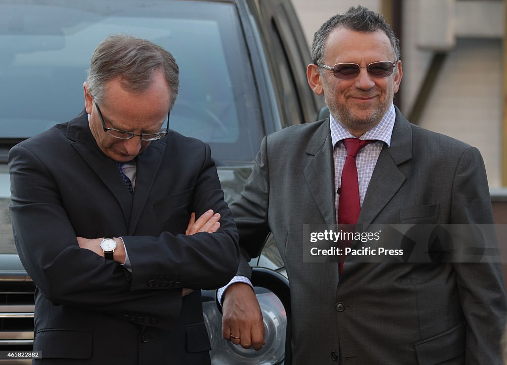 EU Ambassador to Ukraine Jan Tombinski (L) and Head of...