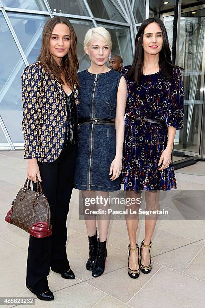 Alicia Vikander, Michelle Williams and Jennifer Connelly attend the Louis Vuitton show as part of the Paris Fashion Week Womenswear Fall/Winter...