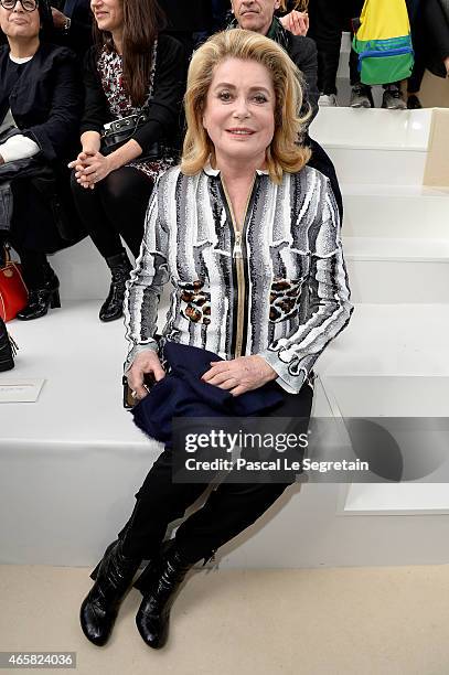 Catherine Deneuve attends the Louis Vuitton show as part of the Paris Fashion Week Womenswear Fall/Winter 2015/2016 on March 11, 2015 in Paris,...