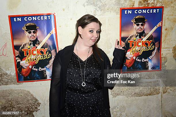 Ticky Holgado's daughter Jessica Holgado attends the Tribute To Actor Ticky Holgado At The O Mantra Club on January 29, 2014 in Paris, France.