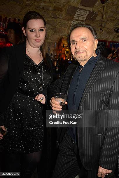 Jessica Holgado and Jean Pierre Kalfon attend the Tribute To Actor Ticky Holgado At The O Mantra Club on January 29, 2014 in Paris, France.