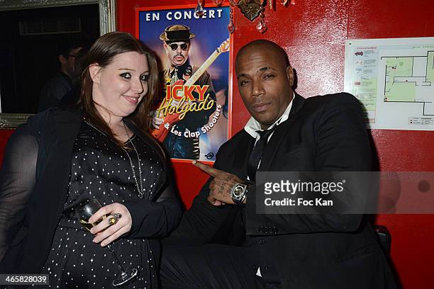 Jessica Holgado and Lord Kossity attend the Tribute To Actor Ticky Holgado At The O Mantra Club on January 29, 2014 in Paris, France.
