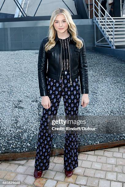 Actress Chloe Grace Moretz attends the Louis Vuitton show as part of the Paris Fashion Week Womenswear Fall/Winter 2015/2016 on March 11, 2015 in...