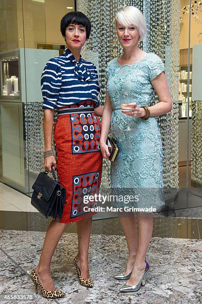 Sally Steele and Karen Anderson at the launch of the Autumn Winter Fashion Designer Showcase at Indooroopilly Shopping Centre on March 11, 2015 in...