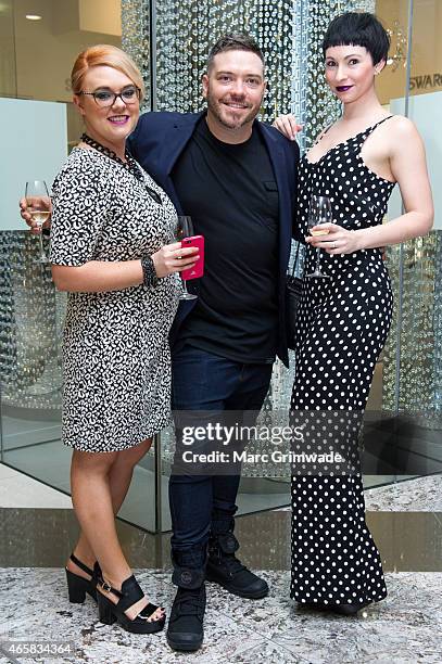 Hair stylists from Oscar Oscar, Nikki Gallard and Justin McLachlan and Laura McLachlan at the launch of the Autumn Winter Fashion Designer Showcase...