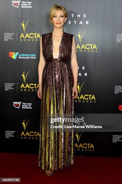 Cate Blanchett arrives at the 3rd Annual AACTA Awards Ceremony at The Star on January 30, 2014 in Sydney, Australia.