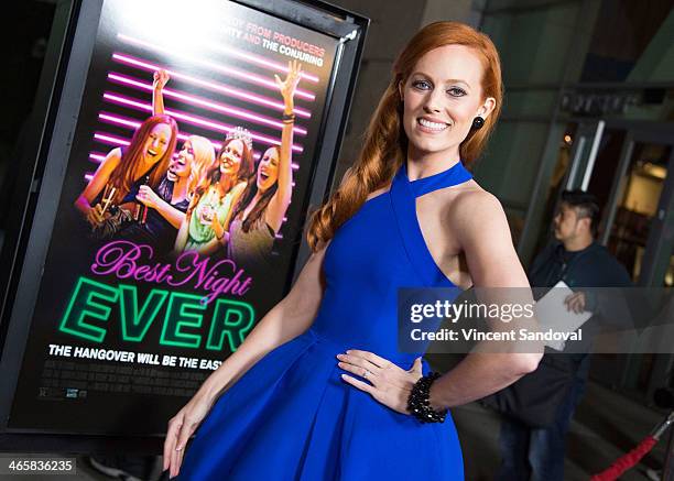 Actress Samantha Colburn attends the Los Angeles Premiere of "Best Night Ever" at ArcLight Cinemas on January 29, 2014 in Hollywood, California.