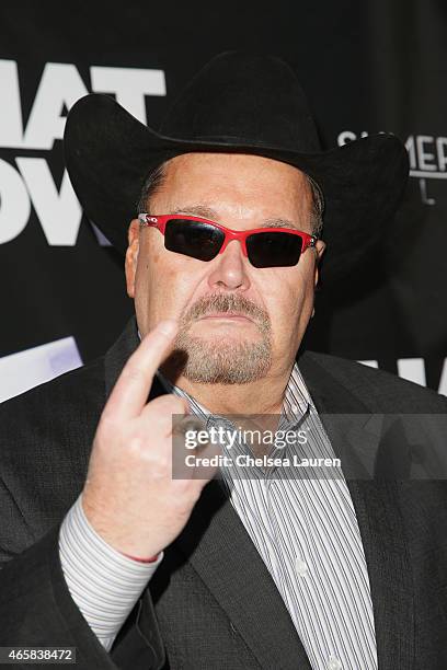 Actor Jim Ross arrives at the "What Now" premiere at Laemmle Music Hall on March 10, 2015 in Beverly Hills, California.