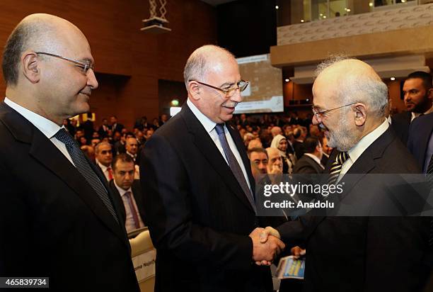Iraqi Foreign Minister Ibrahim Al-Jafari , Iraqi Vice President Usama al-Nujayfi and Barham Salih , Second Deputy of Secretary General of Patriotic...
