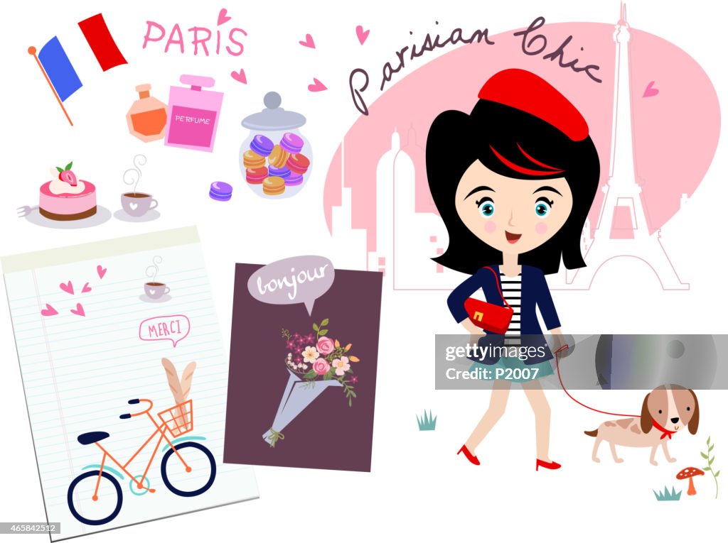 Girl in Paris with Elements