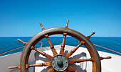 Boat helm on the sea