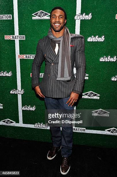 Player Ryan Mundy attends the Airbnb Super Suite at Roc Nation Sports & Airbnb's "Welcome To New York" event at 40 / 40 Club on January 29, 2014 in...