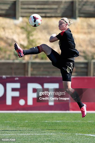 Alexandra Popp of Germany during the Women's Algarve Cup 3rd place match between Sweden and Germany at Municipal Stadium Bela Vista on March 11, 2015...