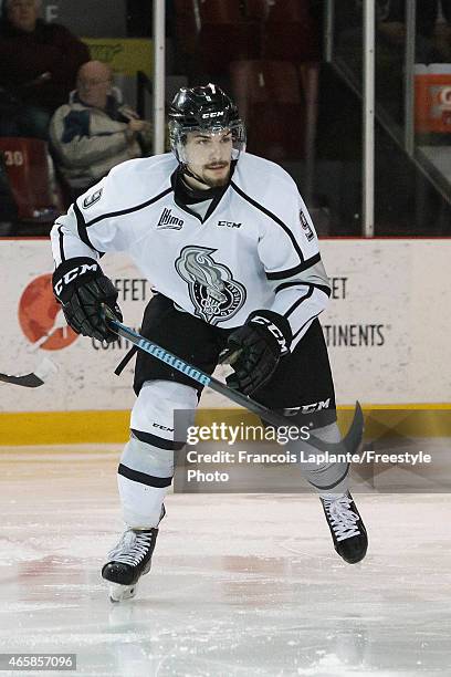 Yan Pavel Laplante of the Gatineau Olympiques skates against the Rimouski Oceanic during a game on February 22, 2015 at Robert Guertin Arena in...