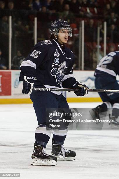 Anthony DeLuca of the Rimouski Oceanic skates against the Gatineau Olympiques during a game on February 22, 2015 at Robert Guertin Arena in Gatineau,...