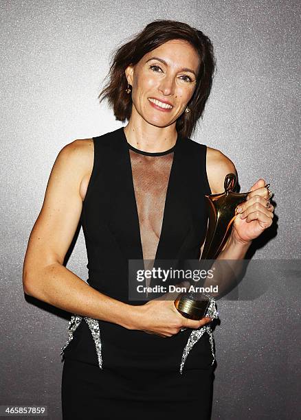 Claudia Karvan poses with her award for Best Lead Actress in a Television Drama during the 3rd Annual AACTA Awards Ceremony at The Star on January...