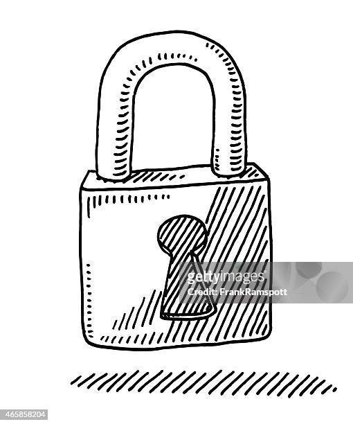 locked padlock drawing - padlock stock illustrations