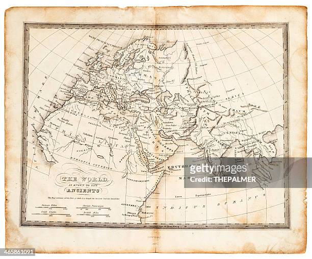 the world on ancient times 1837 - atlas mythological figure stock illustrations