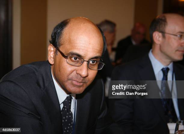 Close-up of Deputy Prime Minister and Minister for Finance and Manpower in Singapore Tharman Shanmugaratnam during a conference of the Group of...