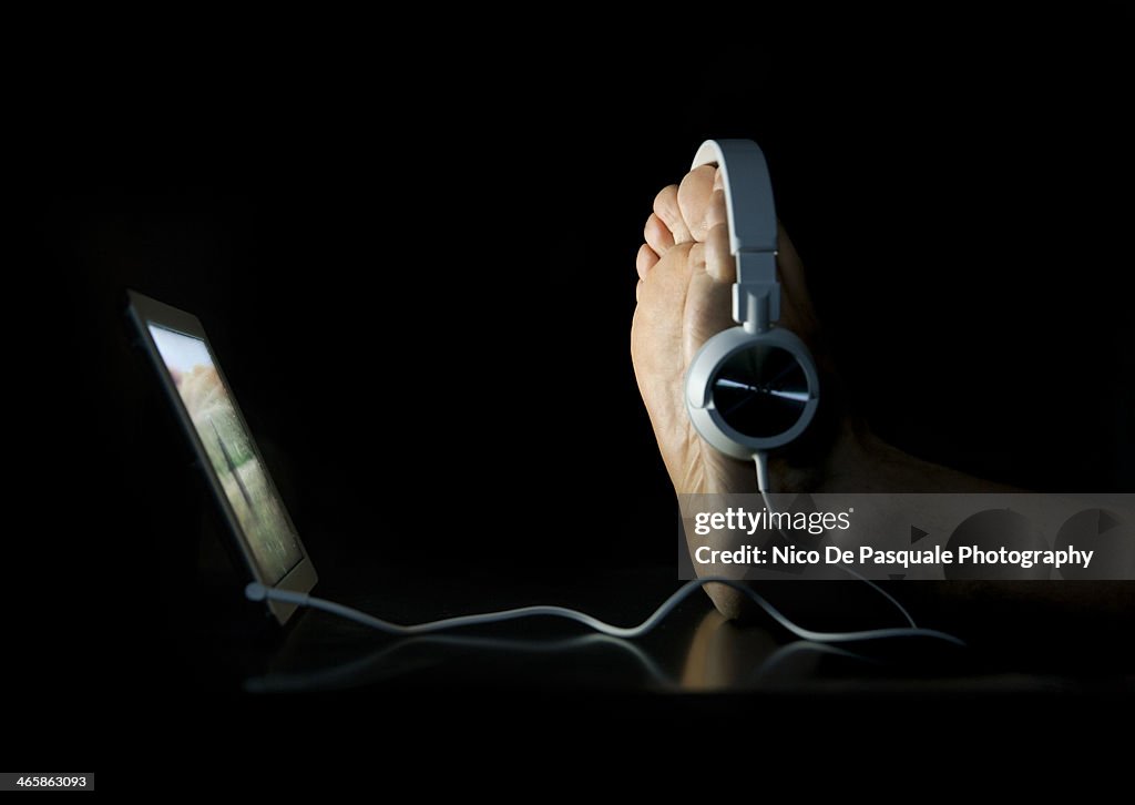 Feet enjoying relaxation at home