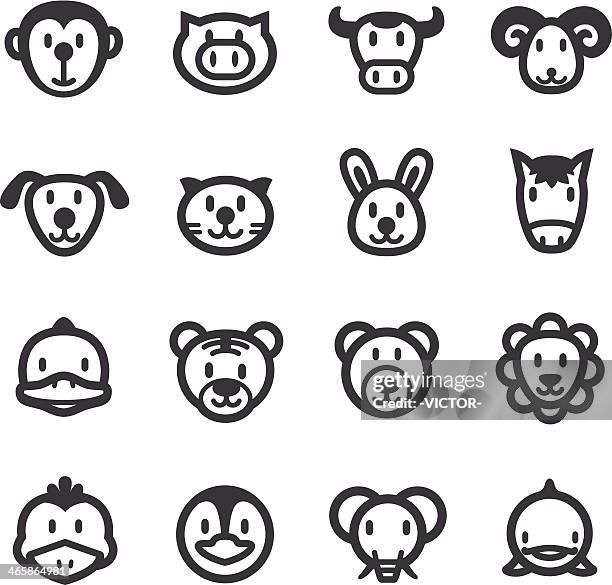 ilustraciones, imágenes clip art, dibujos animados e iconos de stock de iconos de dibujos animados de animales de acme serie - cow head