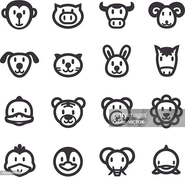 stockillustraties, clipart, cartoons en iconen met cartoon animals icons - acme series - leeuwin