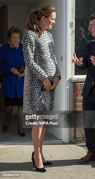 Catherine, Duchess of Cambridge is seen during her visit to Resort Studios in Cliftonville on March 11, 2015 in Margate, England.