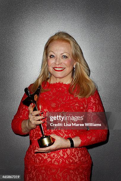 Jacki Weaver poses for a photograph with her award for Lifetime Achievement during the 3rd Annual AACTA Awards Ceremony at The Star on January 30,...