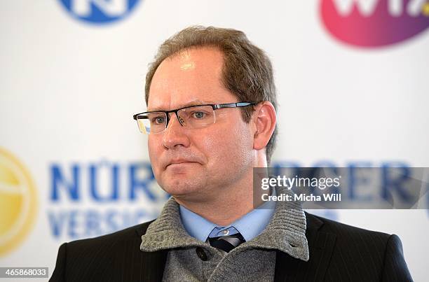 Marketing director of Lotto Bayern Xaver Faul attends the Nuernberger Versicherungscup 2014 press conference at the Business Tower Nuernberg on...