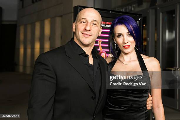 Actor Dale Pavinsky and Ariane Farro attends the "Best Night Ever" Los Angeles Premiere at ArcLight Cinemas on January 29, 2014 in Hollywood,...