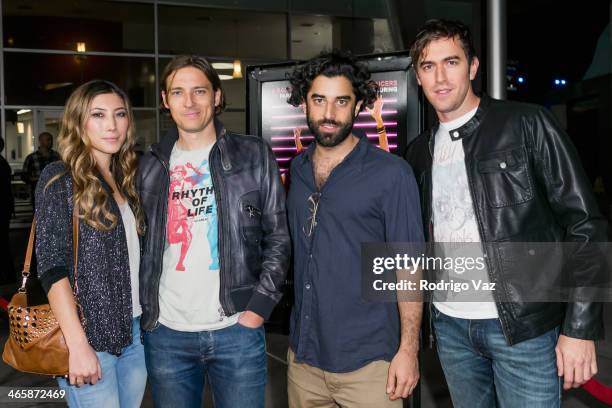 Dichen Lachman, Anton King, Kareem Saleh and Adam J Yeend attend the "Best Night Ever" Los Angeles Premiere at ArcLight Cinemas on January 29, 2014...