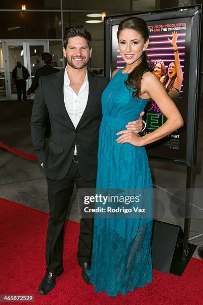 Actor Daniel Brooko and model Nia Sanchez attend the "Best Night Ever" Los Angeles Premiere at ArcLight Cinemas on January 29, 2014 in Hollywood,...