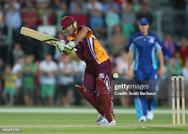 Ricky Ponting bats during the Ricky Ponting Tribute Match at Aurora Stadium on January 30, 2014 in Launceston, Australia.