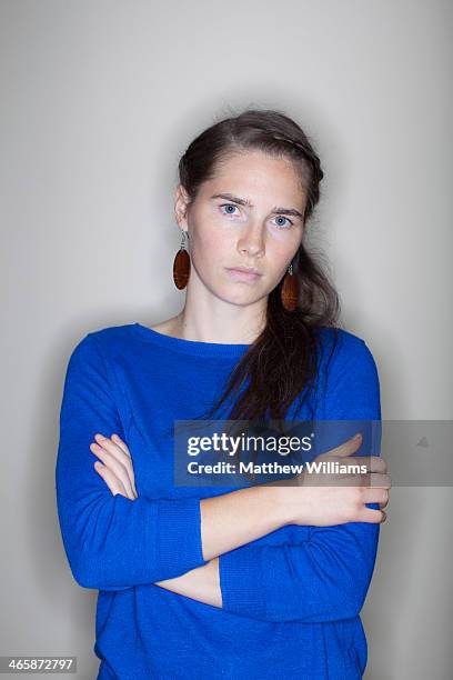 Murder suspect Amanda Knox who has always protested her innocence in the Meredith Kercher murder case is photographed for L'oggi magazine on...