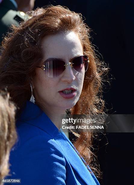 Morocco's Princess Lalla Salma attends a welcome ceremony for Jordan's King Abdullah II at the Royal Palace in the Moroccan city of Casablanca on...