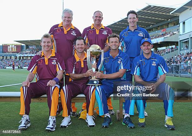 Former Australian Cricket World Cup players Dean Jones, Brett Lee, Michael Hussey, Ricky Ponting, Matthew Hayden, Damien Fleming and Adam Gilchrist...