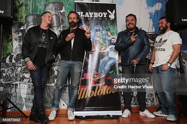Memebers of mexican band Molotov attend a press conference of Playboy magazine at Tranquiloco restaurant on March 10, 2015 in Mexico City, Mexico.