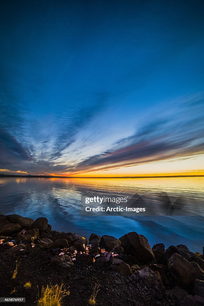 Sunset over the water, Iceland