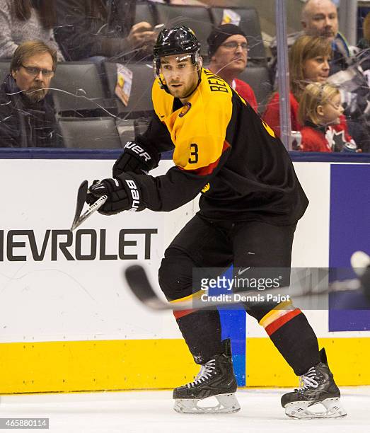 Defenceman Tim Bender of Germany skates against Switzerland during the 2015 IIHF World Junior Championship on January 03, 2015 at the Air Canada...
